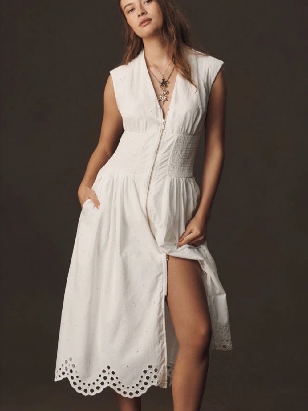 Anthropologie Tommie Zip front midi dress